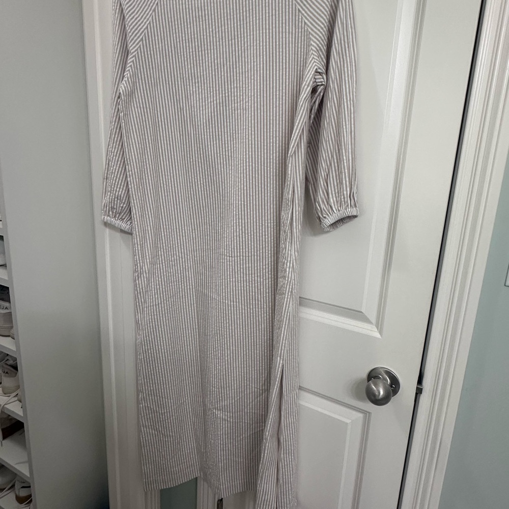Tuckernuck Beige and White Striped Shirt Dress - Picture 3 of 4